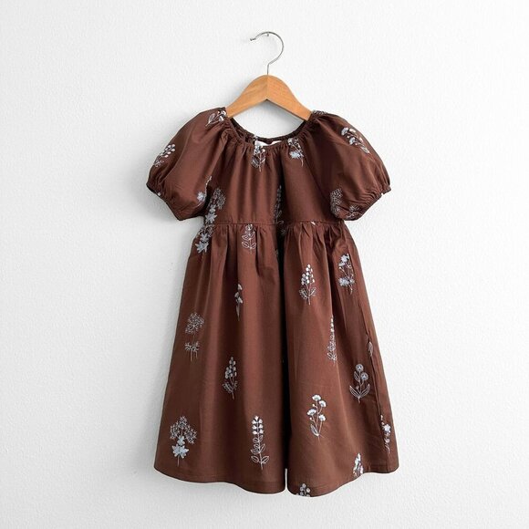 Other - NWT Pretty Girls Short Sleeve Dress Bohemian Lovely Flowers Embroidery Brown 4T
